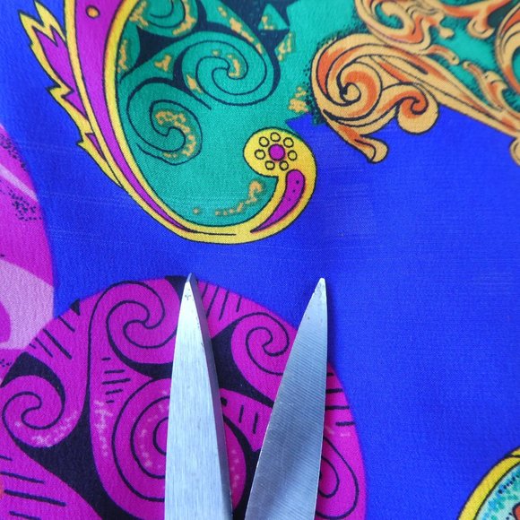 SiLK Satin Vintage 80s Vibrant Color Shawl Wrap Blouse Dana Buchman 12 Large - Picture 9 of 9